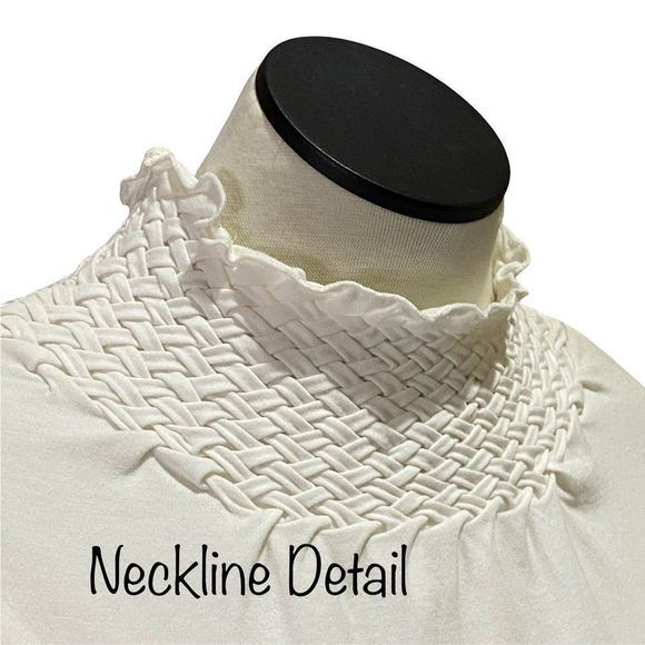 Peter Nygard Blouse Long Sleeve White Woven Mock Turtle Neck Plus Size OX NEW - Picture 1 of 8